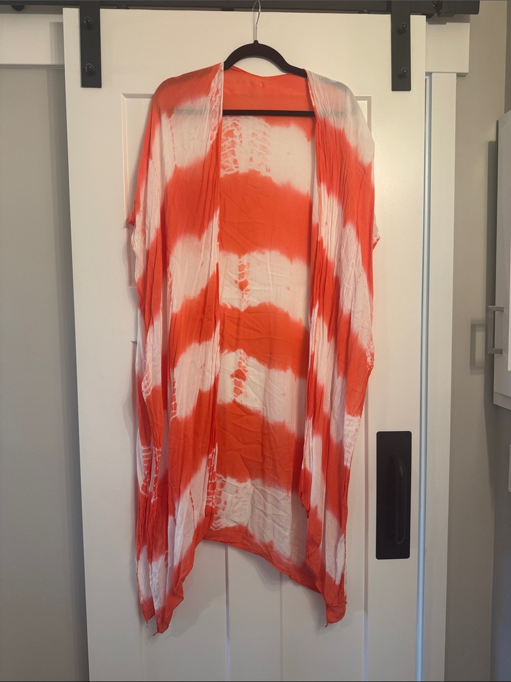 Pink Lily Orange and White Tie-Dye Kimono Tunic